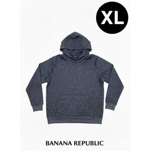 Banana Republic Men’s XL Organic Slub Cotton Hoodie Pullover Navy Heather